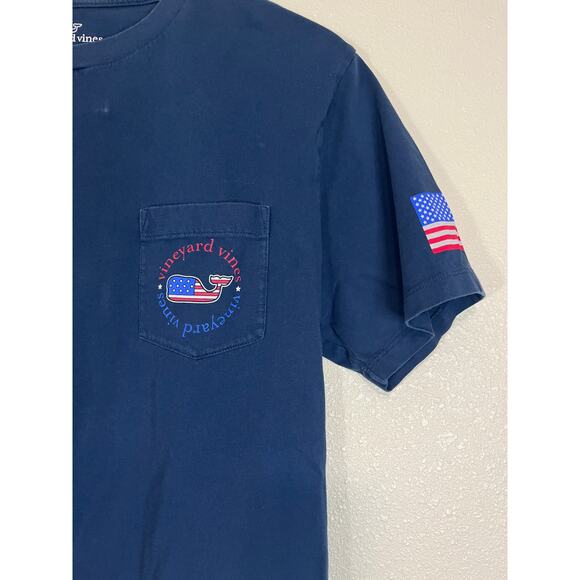 Vineyard Vines Tee American Flag Logo Crew Neck T-Shirt Navy Unisex Size Small - Picture 3 of 6